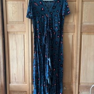 SHEIN Navy and Coral Maxi Dress